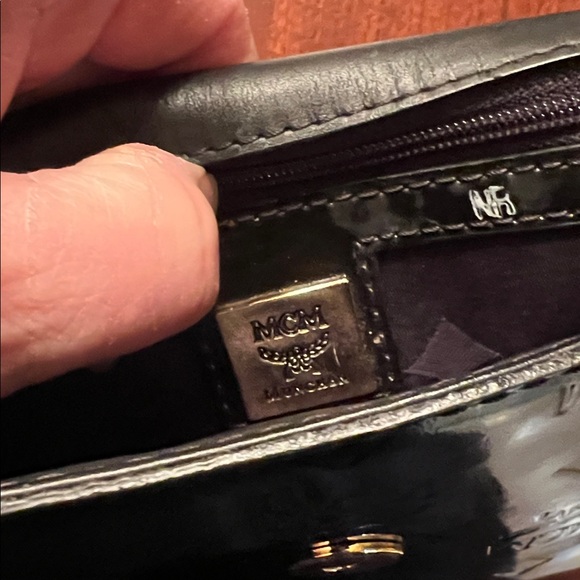 MCM Black Embossed shoulder Bag with Gold Chain GUC - Picture 10 of 16